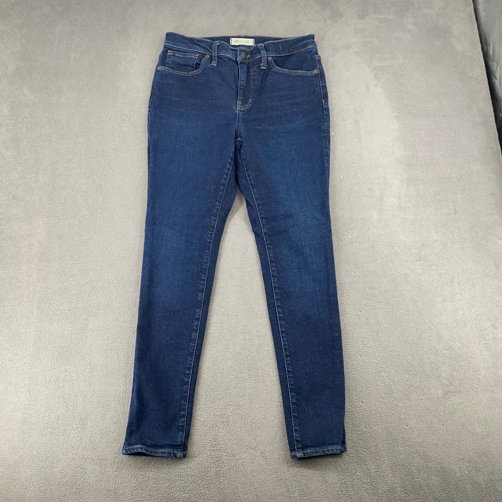 Madewell 9 Inch Mid-Rise Skinny Jeans Dark Indigo Blue Denim Size 29